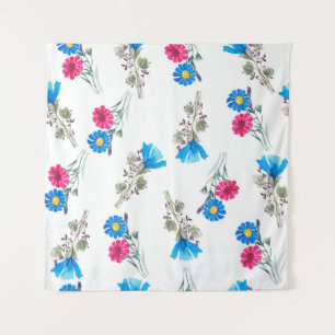 Waterverf botanisch patroon van helder roze veer wandkleed