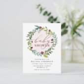 Waterverf Botanisch Roos Goud Baby shower Uitnodiging Briefkaart (Staand voorkant)