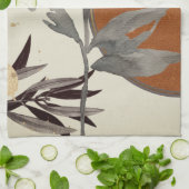 Waterverf Botanisch Sinaasappel Theedoek (Gevouwen)