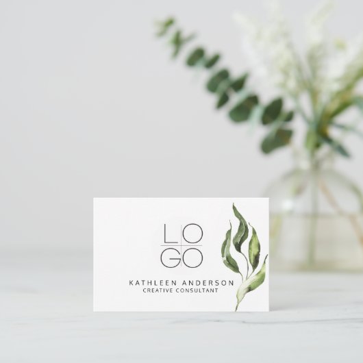 Waterverf Botanisch Visitekaartje met QR-code (Staand voorkant)