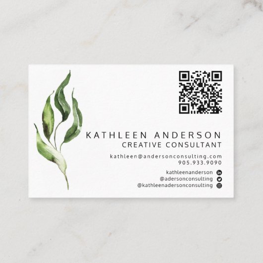 Waterverf Botanisch Visitekaartje met QR-code (Achterkant)