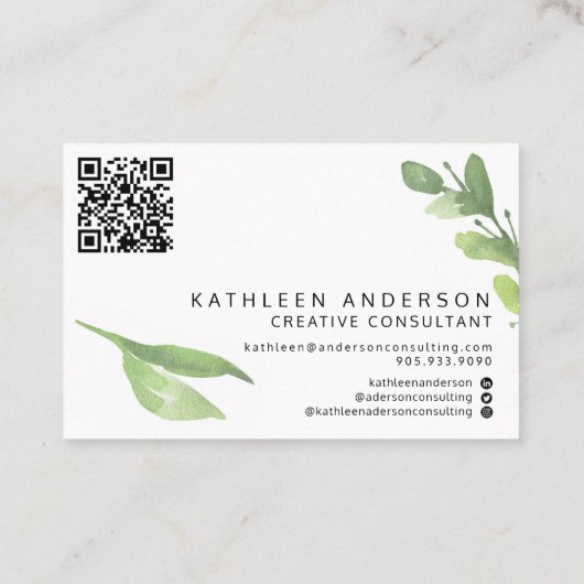 Waterverf Botanisch Visitekaartje met QR-code (Achterkant)