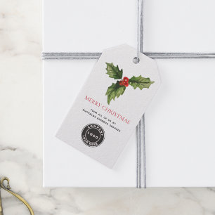 Waterverf Botanisch Zakelijk Logo Kerstmis Cadeaulabel