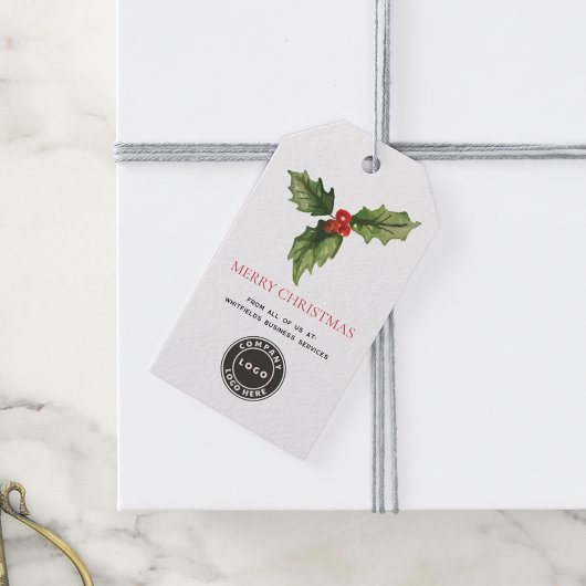 Waterverf Botanisch Zakelijk Logo Kerstmis Cadeaulabel