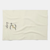 Waterverf botanisch zwart initiaal monogram theedoek (Horizontaal)