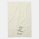 Waterverf botanisch zwart initiaal monogram theedoek (Verticaal)