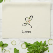 Waterverf botanisch zwart initiaal monogram theedoek (Gevouwen)