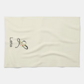 Waterverf botanisch zwart initiaal monogram theedoek (Horizontaal)
