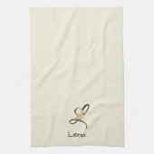 Waterverf botanisch zwart initiaal monogram theedoek (Verticaal)