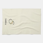 Waterverf botanisch zwart initiaal monogram theedoek (Horizontaal)