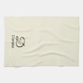 Waterverf botanisch zwart initiaal monogram theedoek (Horizontaal)