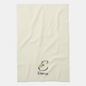Waterverf botanisch zwart initiaal monogram theedoek (Verticaal)