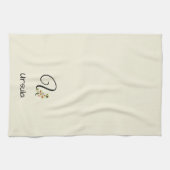 Waterverf botanisch zwart initieel monogram theedoek (Horizontaal)