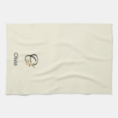 Waterverf botanisch zwart initieel monogram theedoek (Horizontaal)