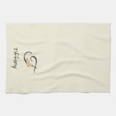 Waterverf botanisch zwart initieel monogram theedoek (Horizontaal)