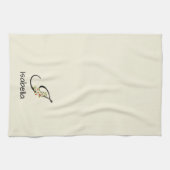 Waterverf botanisch zwart initieel monogram theedoek (Horizontaal)