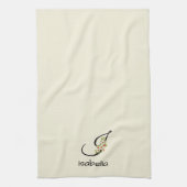 Waterverf botanisch zwart initieel monogram theedoek (Verticaal)