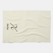 Waterverf botanisch zwart initieel monogram theedoek (Horizontaal)