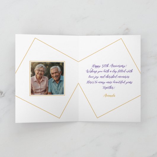 Waterverf Botanische 50ste bruiloft Jubileum Kaart (Binnen)