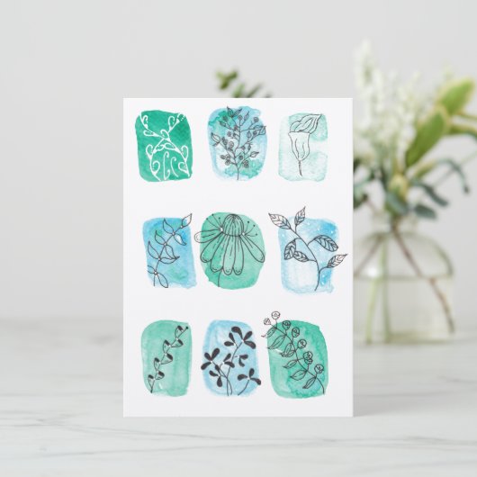 Waterverf - botanische algemene gebeurtenis (Staand voorkant)