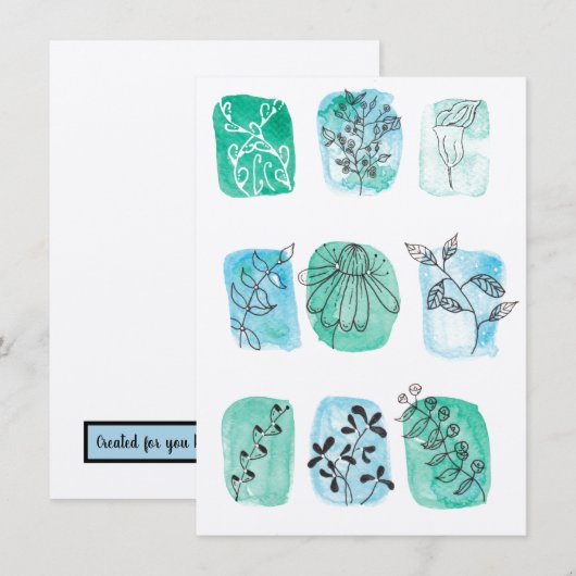 Waterverf - botanische algemene gebeurtenis (Voorkant / Achterkant)