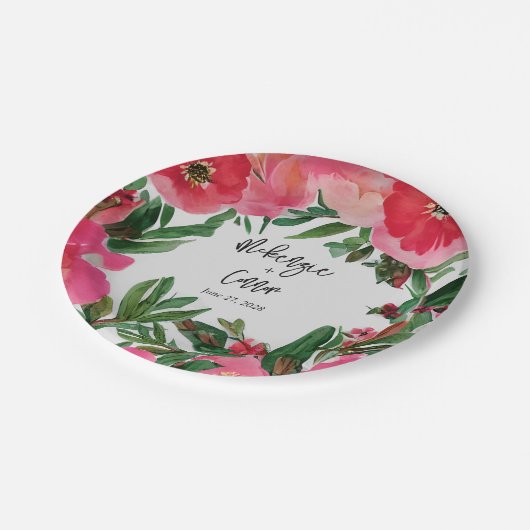 Waterverf Botanische Anemone Weddenschap Papieren Bordje (Gekanteld)