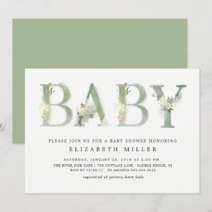 Waterverf Botanische Baby Baby shower Kaart