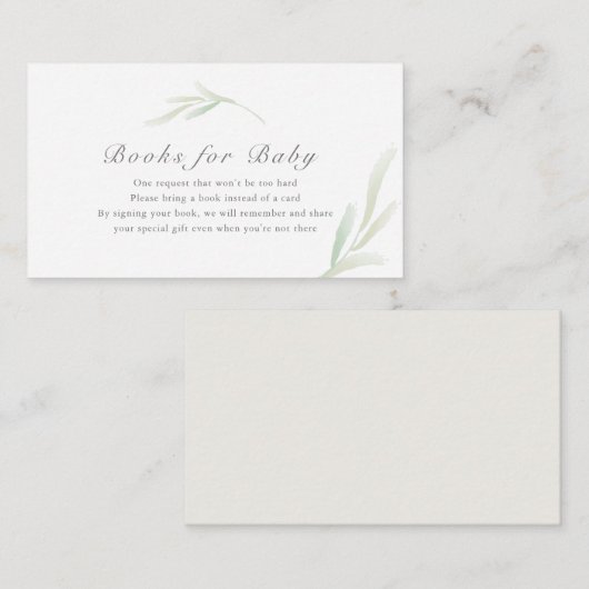 Waterverf Botanische Baby shower Boek Verzoek Informatiekaartje (Voorkant / Achterkant)