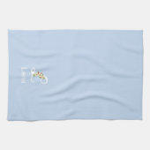 Waterverf botanische beige initiële monogram blauw theedoek (Horizontaal)