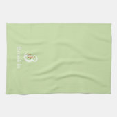 Waterverf botanische beige initiële monogram groen theedoek (Horizontaal)
