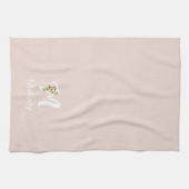 Waterverf botanische beige initiële monogram theedoek (Horizontaal)