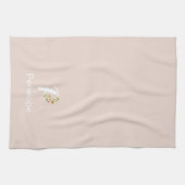 Waterverf botanische beige initiële monogram theedoek (Horizontaal)