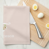 Waterverf botanische beige initiële monogram theedoek (Quarter Fold)