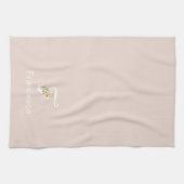 Waterverf botanische beige initiële monogram theedoek (Horizontaal)