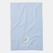 Waterverf botanische beige initiële monogram theedoek (Verticaal)