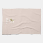 Waterverf botanische beige initiële monogram theedoek (Horizontaal)