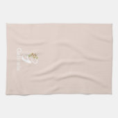 Waterverf botanische beige initiële monogram theedoek (Horizontaal)