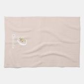Waterverf botanische beige initiële monogram theedoek (Horizontaal)
