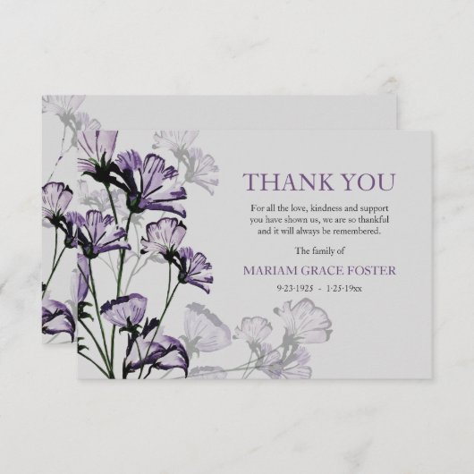 Waterverf Botanische Bereavement Hartelijk dank Bedankkaart (Voorkant / Achterkant)