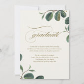 Waterverf Botanische bladeren Beige Foto Afstudere Aankondiging (Achterkant)