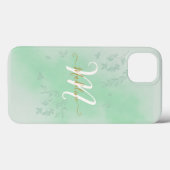 Waterverf Botanische bladeren Bladblad Monogram Case-Mate iPhone Case (Achterkant (horizontaal))
