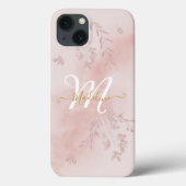 Waterverf Botanische bladeren Bladgroen Roze Monog Case-Mate iPhone Case (Achterkant)