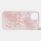 Waterverf Botanische bladeren Bladgroen Roze Monog Case-Mate iPhone Case (Achterkant (horizontaal))