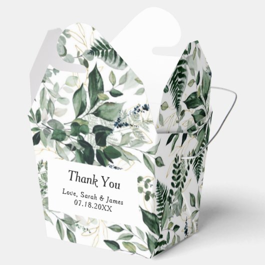 Waterverf botanische bladeren bruiloft gunst bedankdoosjes (Geopend)