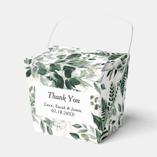 Waterverf botanische bladeren bruiloft gunst bedankdoosjes (Voorkant Zijde)