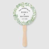 Waterverf Botanische bladeren Bruiloft Welkomstbor Handwaaier (Achterkant)