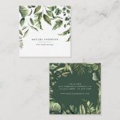Waterverf botanische bladeren moderne tropische vierkante visitekaartje (Voorkant / Achterkant)