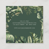Waterverf botanische bladeren moderne tropische vierkante visitekaartje (Achterkant)