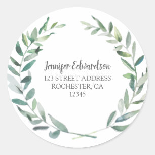 Waterverf botanische bladeren retourneren ronde sticker