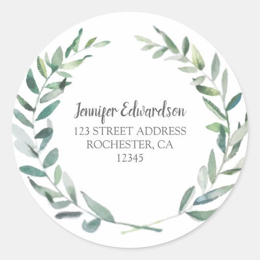 Waterverf botanische bladeren retourneren ronde sticker (Voorkant)